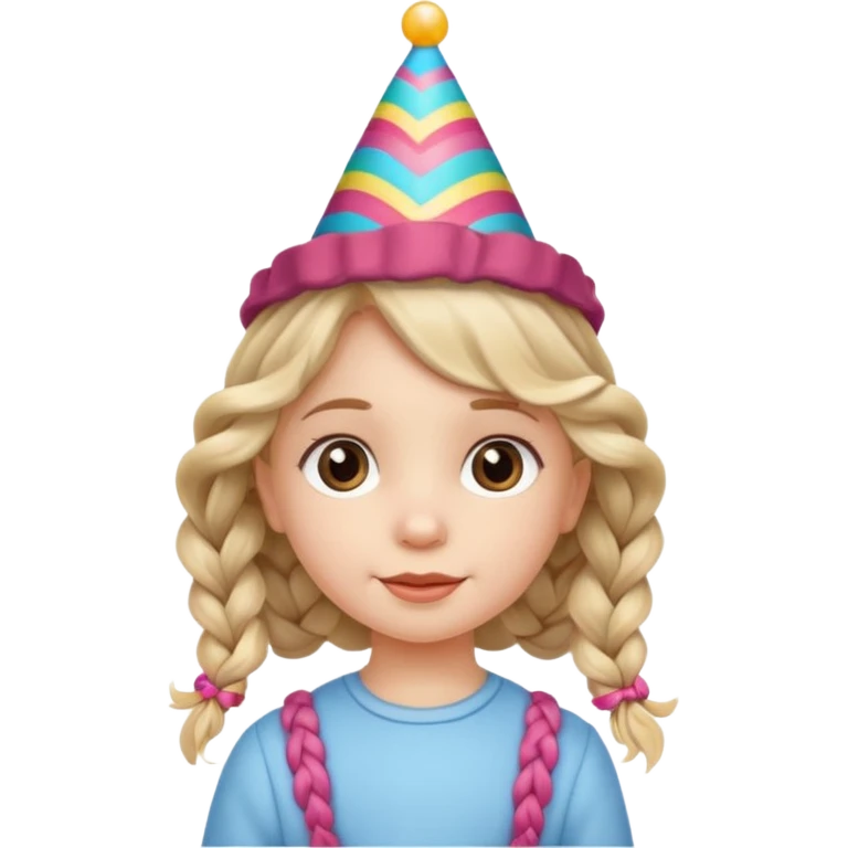 a little girl with wavy braided hair with birthday hat















 emoji