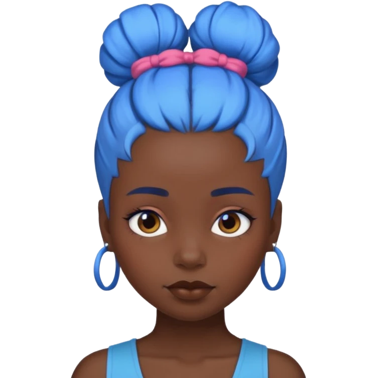 blue bun haired princess black girl emoji