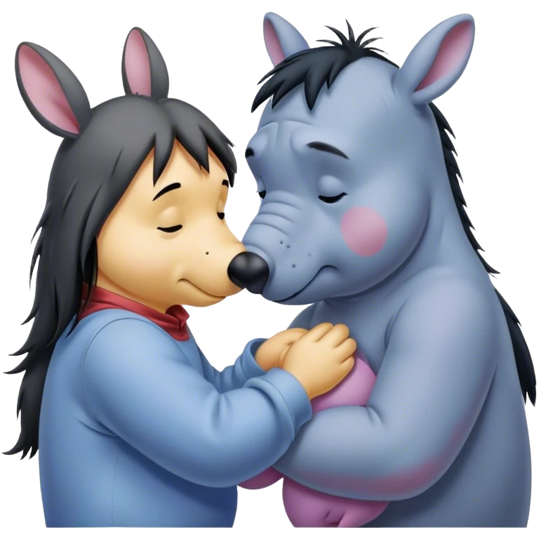 Winnie the Pooh kissing eeyore emoji