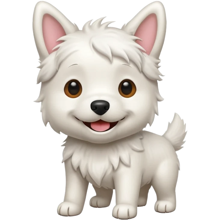 Scruffy white dog playing emoji