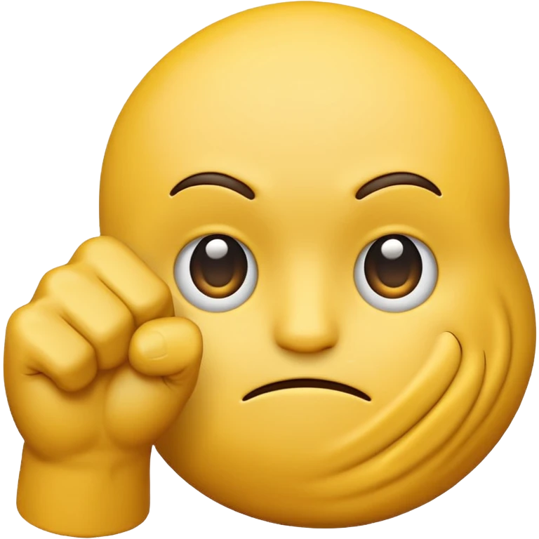 make just the simple yellow emoji with a fist infront of him and a strait face emoji