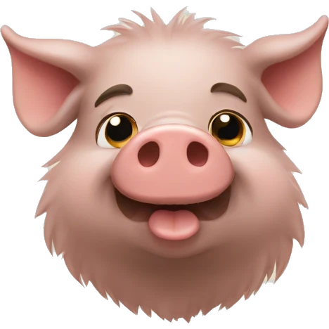 Long hairy pig with thumb Up emoji