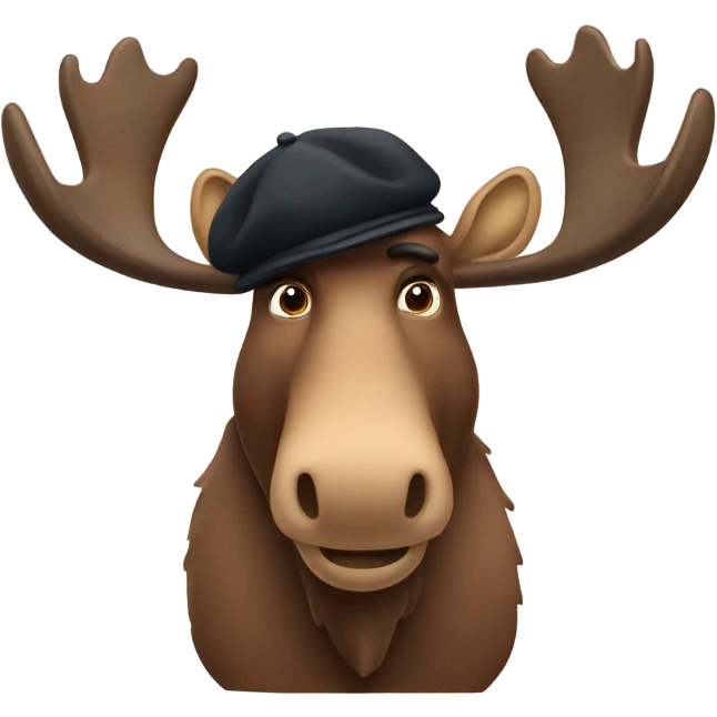 A moose with a beret on and a French moustache  emoji