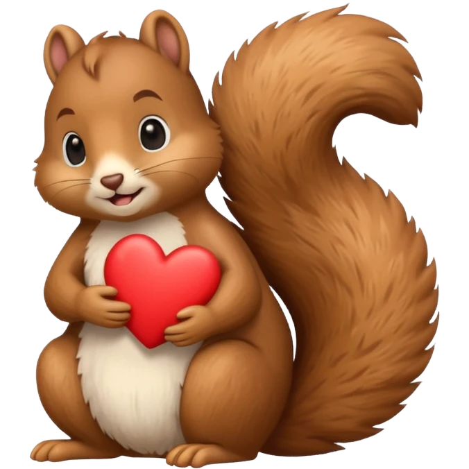 cute and round squirrel hugging a heart, emoji style emoji