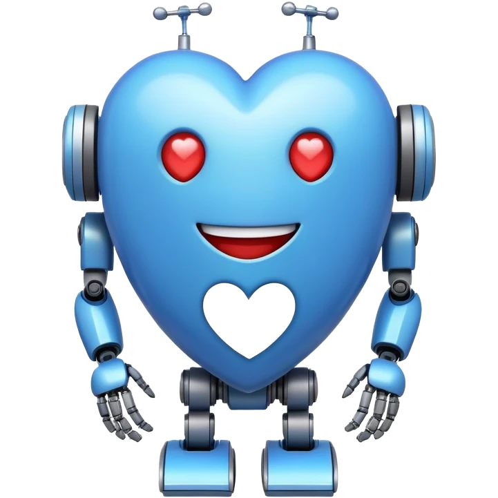 Change the diamond shape to a heart in the emoji-style smiling robot and large blue diamond emoji