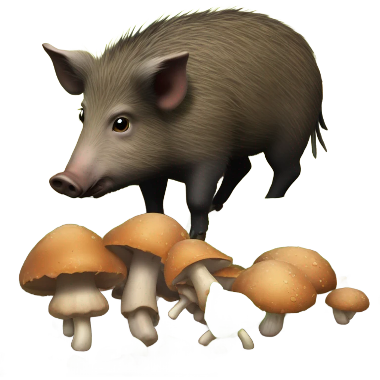 wild boar eating mushrooms emoji