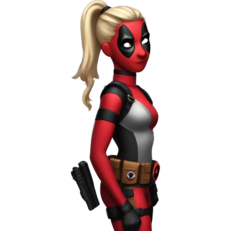 Deadpool character but she is a girl with high pony tail on top of her head emoji