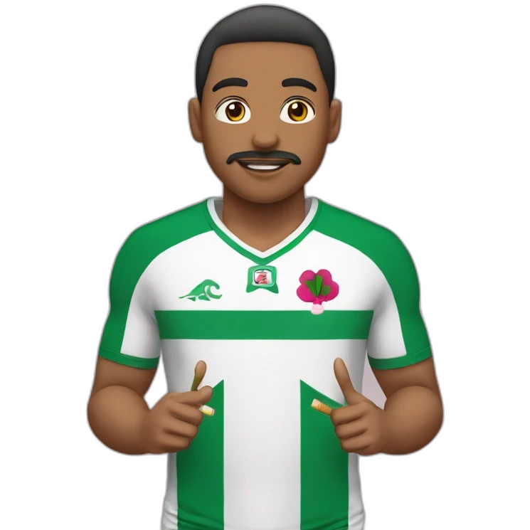 garcon avec un maillot de l'algerie rose et une cigarette eloectonique emoji