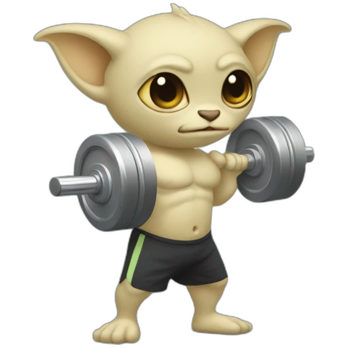 Grogu holding a dumbbell emoji
