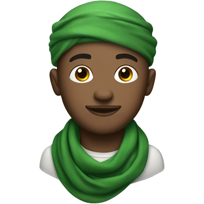 White Man with green scarf around head with tattoos  emoji