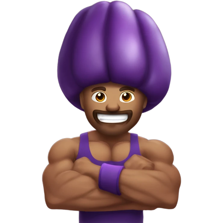 Muscler dude with eggplant emoji