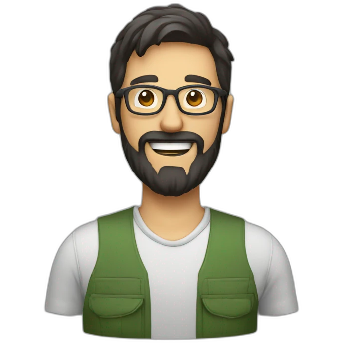 happy gardener man dark hair beard glasses emoji