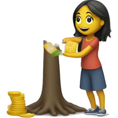 Girl Harvesting money from money tree  emoji