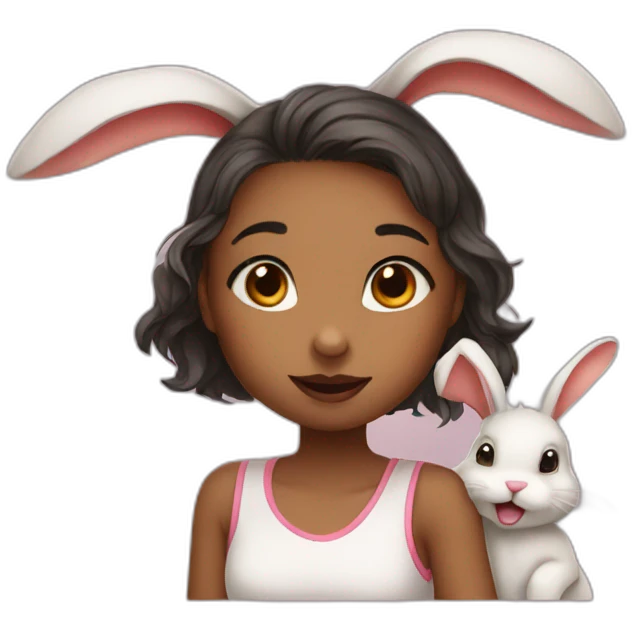 rabbits kiss girl with harts  emoji