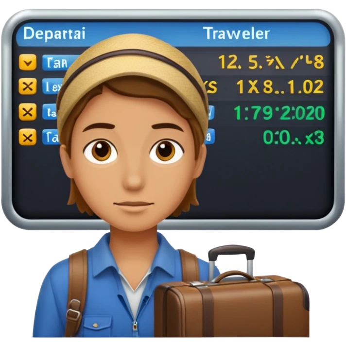 Traveler character with Looking toward a departure board  emoji