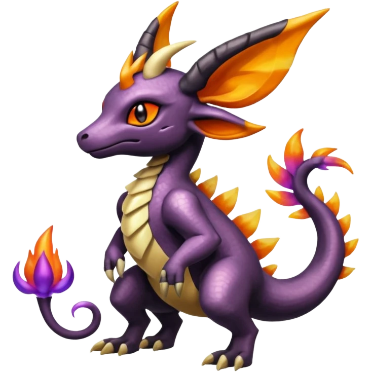 Shiny Iridescent Dusknoir-Cubone-Salandit-Leafeon-Fakémon-hybrid-creature (full body)  emoji