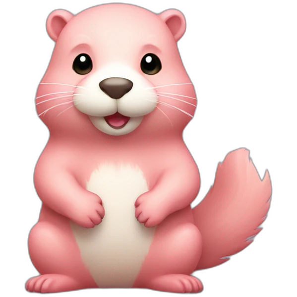 light pink fur cute beaver with big tail emoji