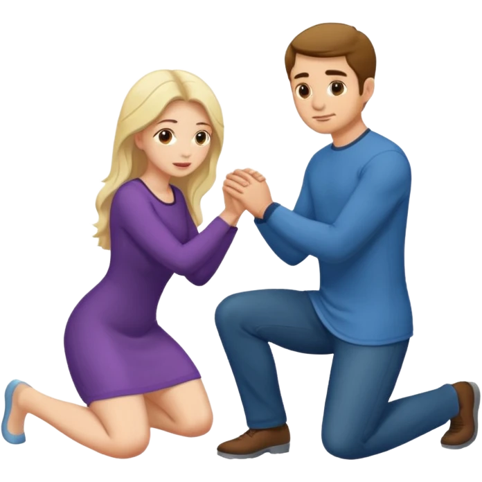 Mulher ajoelhada,e um homem em pé emoji
