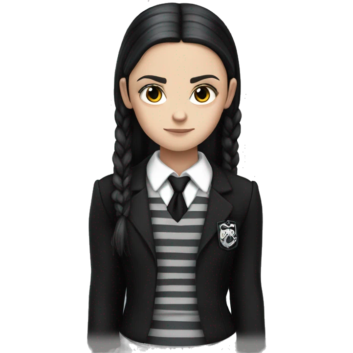 Nevermore Academy. Tough Wednesday Addams. Black and gray Striped School uniform jacket. emoji