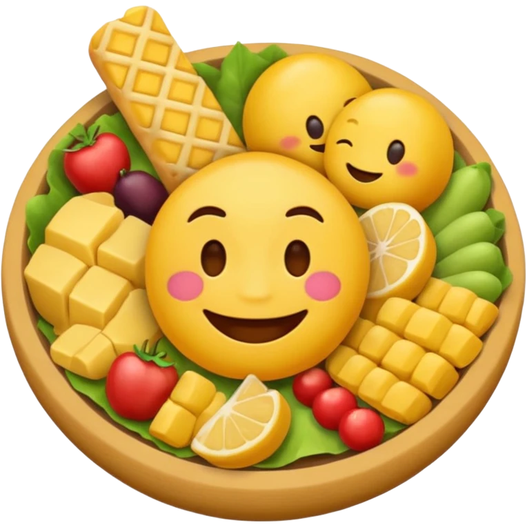 Emoji eating a ton of food emoji