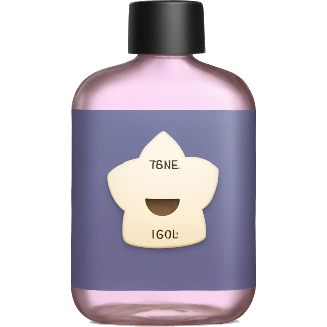 bottle of body oil with label emoji