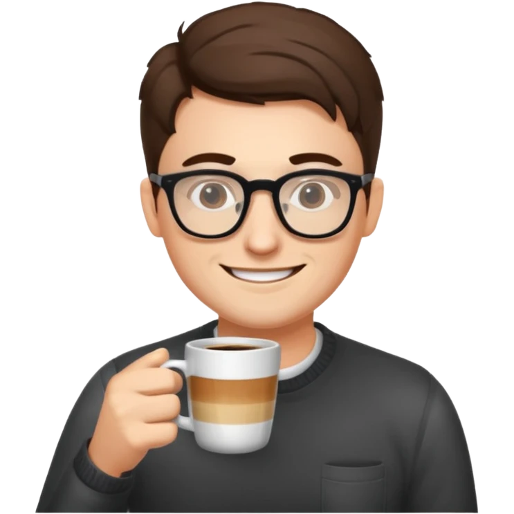 web developer, coffee, glasses, mid 20 emoji