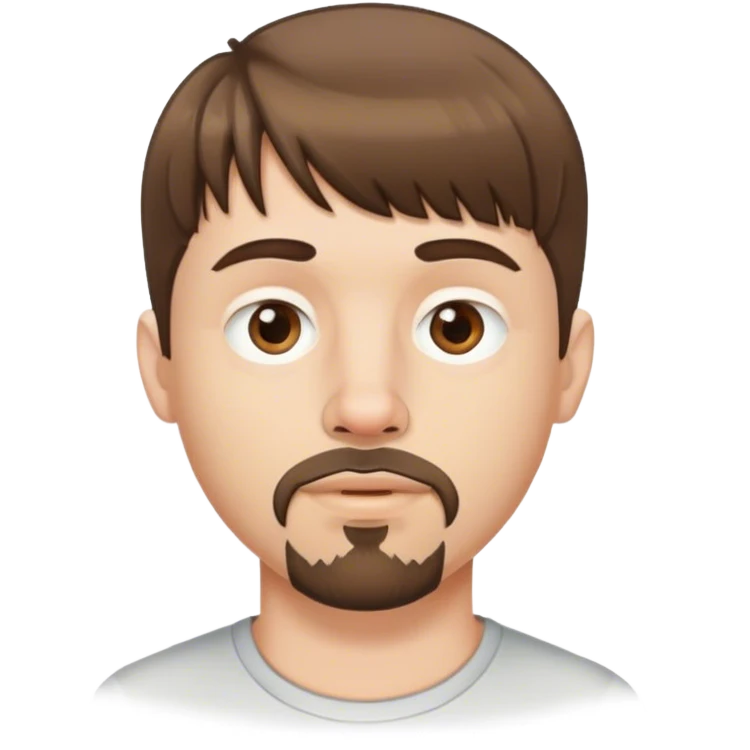  white male, short medium brown colored hair with bangs and goatee, nose and lip piercing emoji