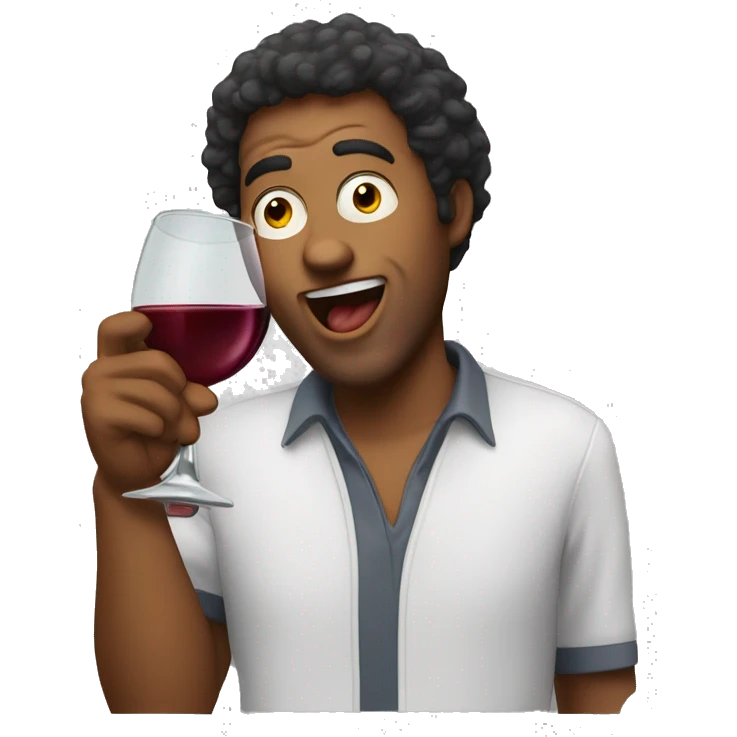 Crazy guy drinking wine chicken nuggets  emoji