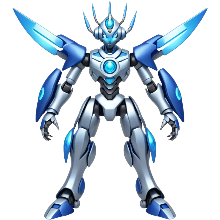Shiny Futuristic Mechanical Glossy Celestial Godly Divine Metal-Cyborg-Fakemon-Pokemon-Digimon-Spectrobes-fusion, full body emoji