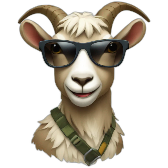cool goat with sunglasses, rock climbing emoji