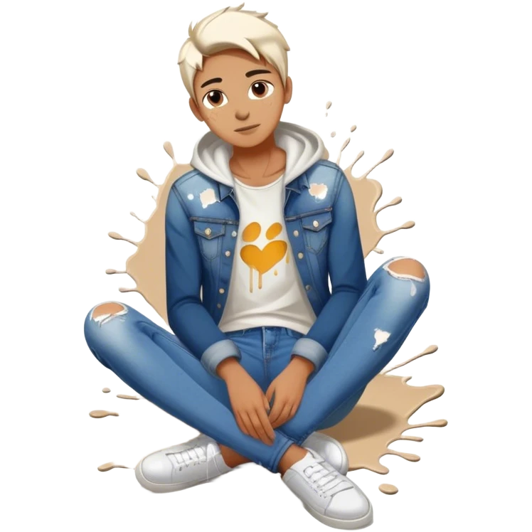 (white paint splatter) on jeans lap emoji