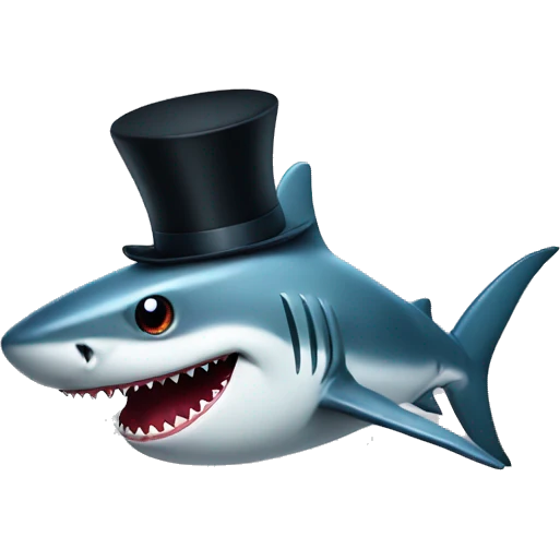 Shark with a top hat emoji