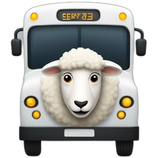 Sheep driving a modern bus emoji