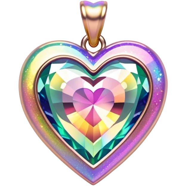 heart shaped mystic topaz holographic charm with rainbow sparkles emoji