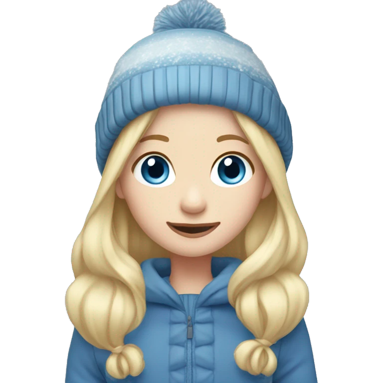 winter, christmas, long blonde hair, girl, blue eyes, child, full body emoji