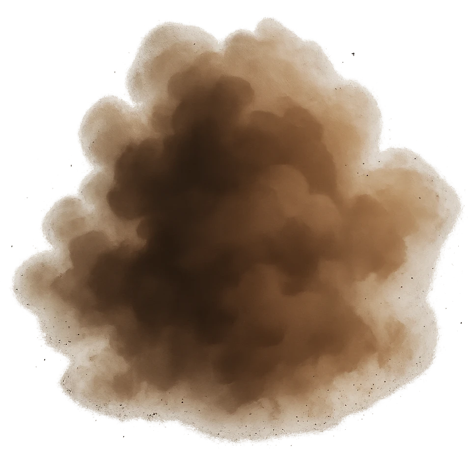 Dust Cloud (Haircare Pollution) in dark brown (#654321, #8B4513, #A0522D) emoji