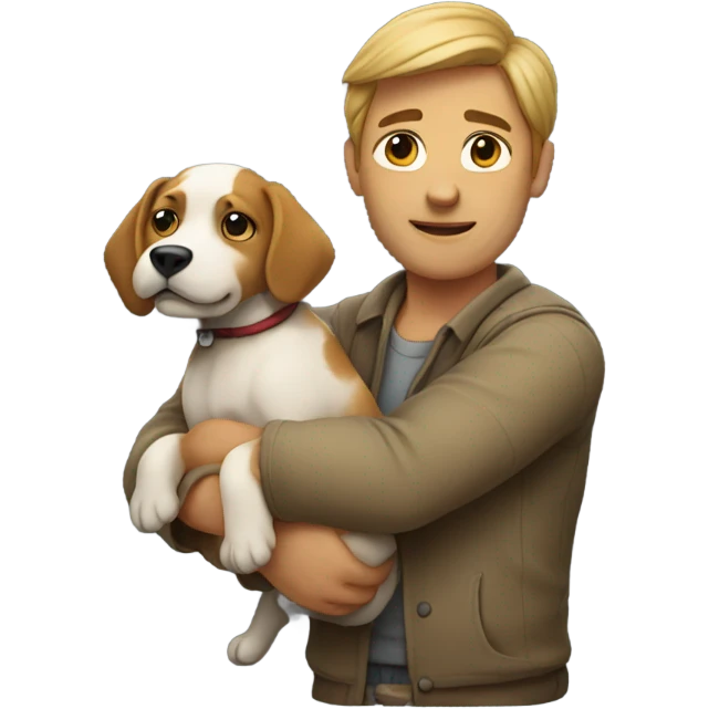 Man holding a dog  emoji