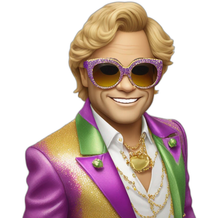 elton john in oversized cat-eye funky sunglasses for mardi gras emoji