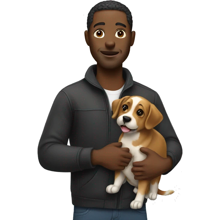 Black man holding a dog emoji