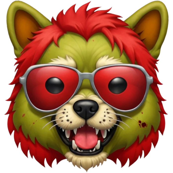 Zombie dog with red hair and sun glasses emoji