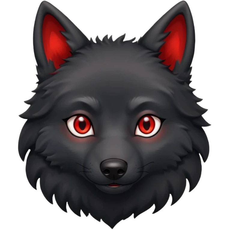 cute black wolf with red eyes emoji