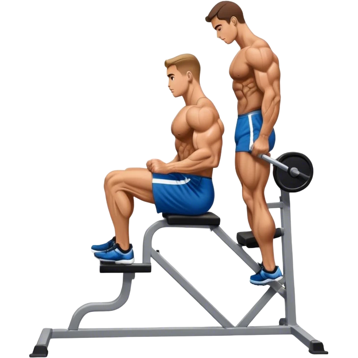 side-view bodybuilder seated weighted calf-raise machine lower leg exercise emoji