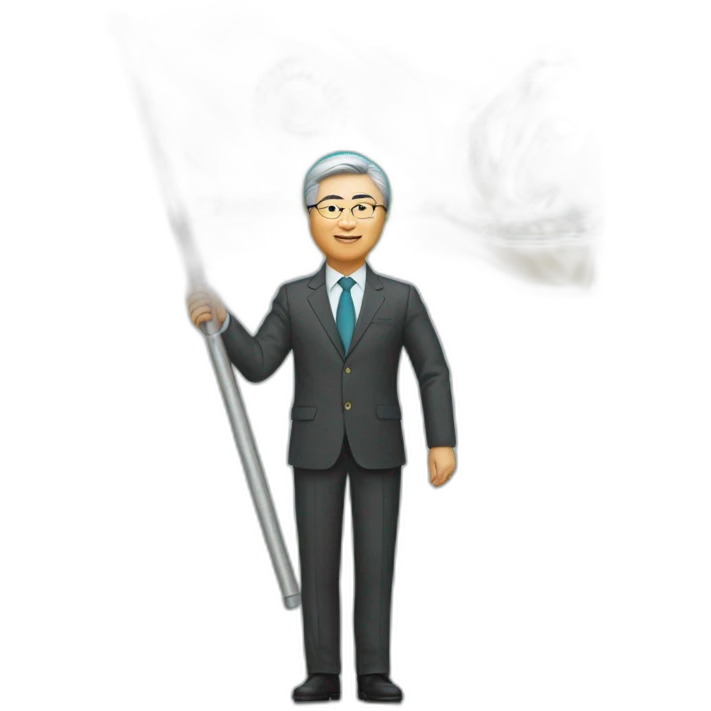 Kassym-Jomart Tokayev holds the flag of Kazakhstan emoji