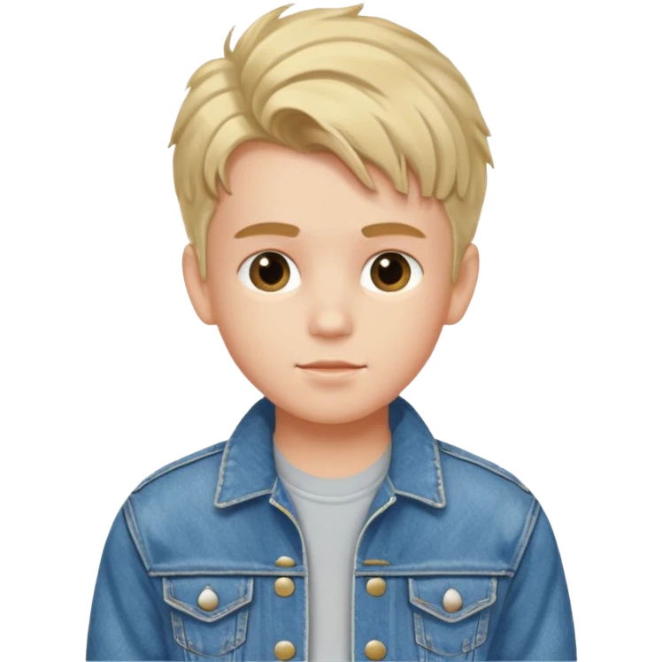 boy with 80s hairstyle and wears fancy denim jacket emoji