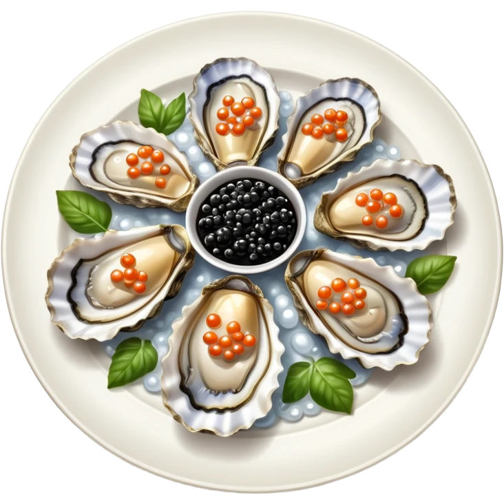 Plate of oyster topped with caviar  emoji