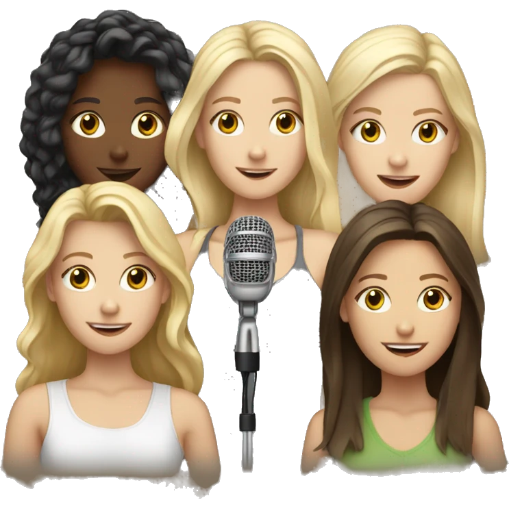 3 white teens 1 blonde 2 brunette with microphone emoji