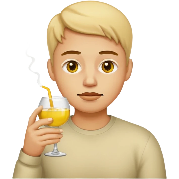 Apple emoji face drinking tequila with bored face emoji