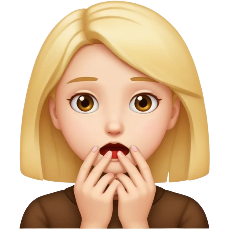 Girl holding hands over throat emote emoji emoji