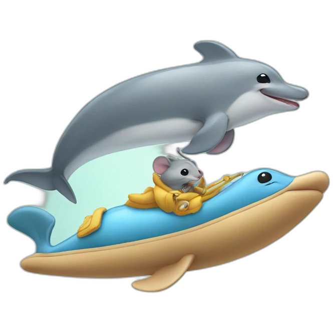 mouse riding on dolphin emoji