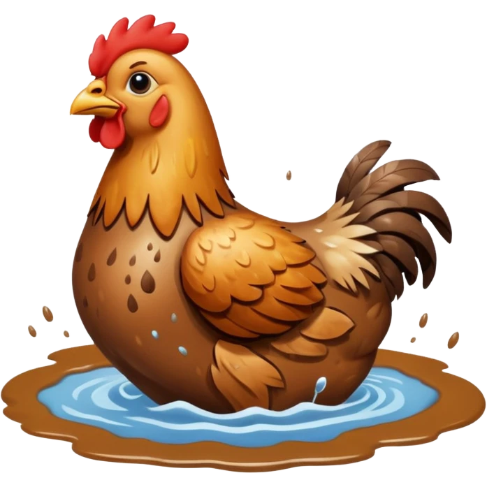 Selde kahverengi suda sürüklenen tavuk emoji